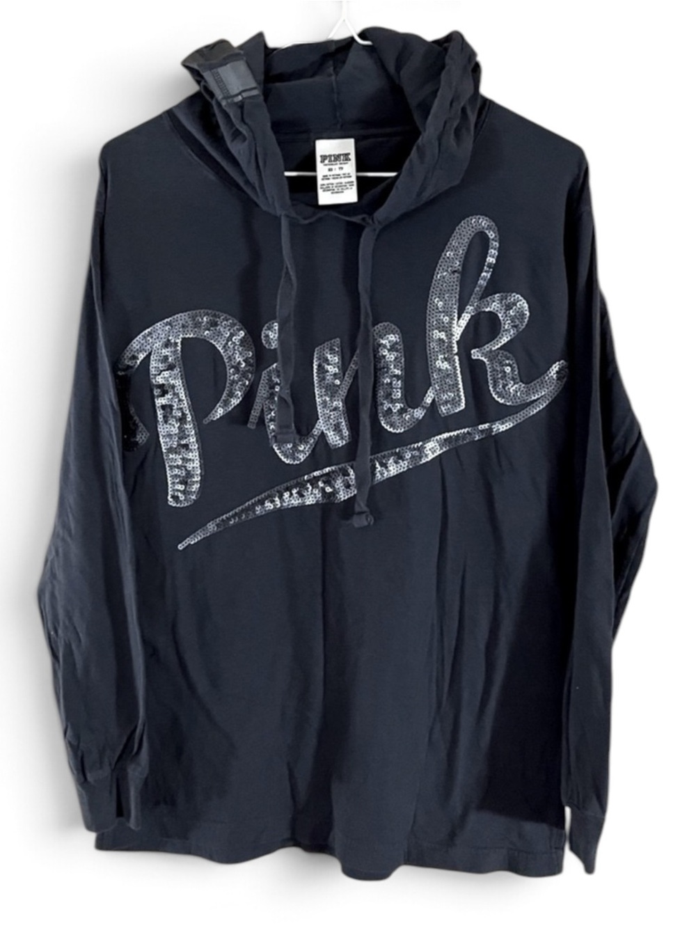 PINK Deep Blue Hooded Yoga Workout Top X-Long Oversized